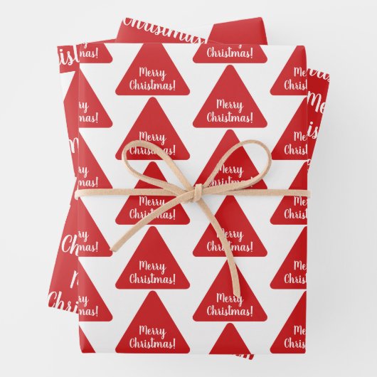 明るい赤のメリークリスマスパタモダンーン ラッピングペーパーシート (インサイチュ)