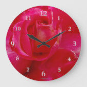 明るい赤のローズクローズアップ写真 ラージ壁時計 (正面)