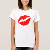 明るい赤の口紅キス Tシャツ (正面)