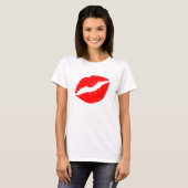 明るい赤の口紅キス Tシャツ (正面フル)