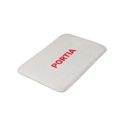 明るい赤の名前をカスタムするプレーン灰色 バスマット (アングル)