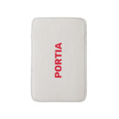 明るい赤の名前をカスタムするプレーン灰色 バスマット (正面縦)