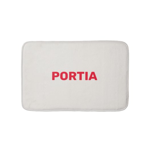 明るい赤の名前をカスタムするプレーン灰色 バスマット (正面)