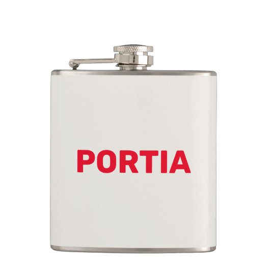 明るい赤の名前をカスタムするプレーン灰色 フラスク (正面)