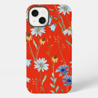 明るい赤の夏のフローラ iPhone 13ケース
