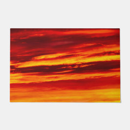 明るい赤の夕日 ドアマット