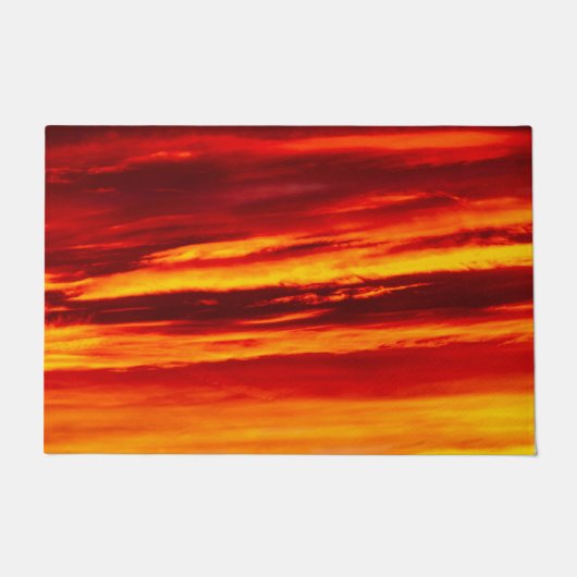 明るい赤の夕日 ドアマット (正面)