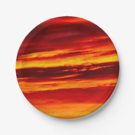 明るい赤の夕日 ペーパープレート
