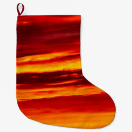 明るい赤の夕日 ラージクリスマスストッキング