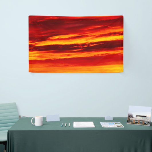 明るい赤の夕日 横断幕 (トレードショー)