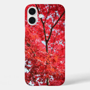 明るい赤の日本のもみじ木 iPhone 16 PLUSケース