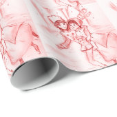 明るい赤の旧式のスケート選手 ラッピングペーパー (ロールコーナー)