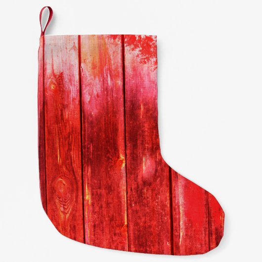 明るい赤の木製の壁の板のテクスチャ。木目テクスチャw スモールクリスマスストッキング (正面)