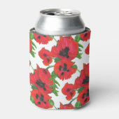 明るい赤の東洋のポピーのパターンが白 缶クーラー (缶正面)