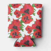 明るい赤の東洋のポピーのパターンが白 缶クーラー (正面)
