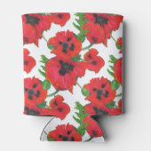 明るい赤の東洋のポピーのパターンが白 缶クーラー (裏面)