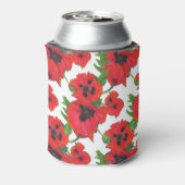明るい赤の東洋のポピーのパターンが白 缶クーラー (缶裏面)