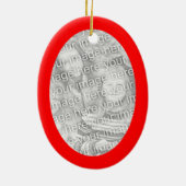 明るい赤の楕円の形の縁ど写真 セラミックオーナメント (裏面)