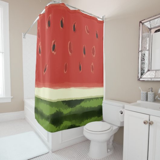 明るい赤の水の色のスイカのシャワーカーテン シャワーカーテン (インサイチュ)