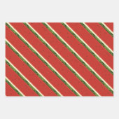 明るい赤の水の色のスイカのフラットセット ラッピングペーパーシート (正面2)