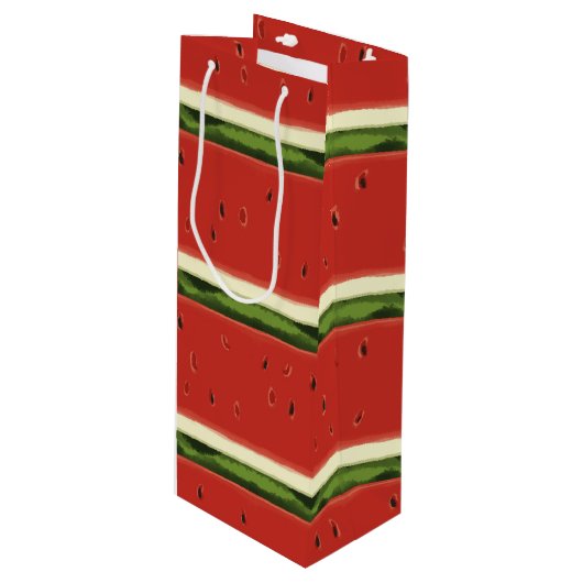 明るい赤の水の色のスイカのワイン抱き枕 ワインギフトバッグ (正面アングル)