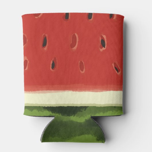 明るい赤の水の色のスイカクール 缶クーラー (裏面)