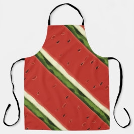 明るい赤の水の色のスイカプリントエプロン エプロン