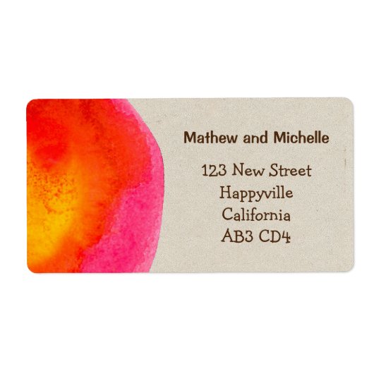 明るい赤の水カラー住所 シール (正面)