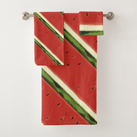 明るい赤の水色のスイカータオル バスタオルセット (インサイチュ)