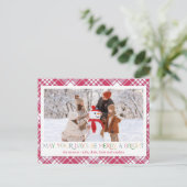 明るい赤の白いクリスマスプレッドフォト シーズンポストカード (スタンド正面)