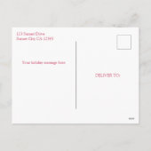 明るい赤の白いクリスマスプレッドフォト シーズンポストカード (裏面)