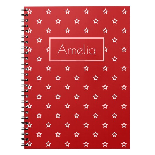 明るい赤の白い星 ノートブック (正面)