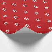明るい赤の白い星 ラッピングペーパー (角)
