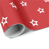 明るい赤の白い星 ラッピングペーパー (ロールコーナー)