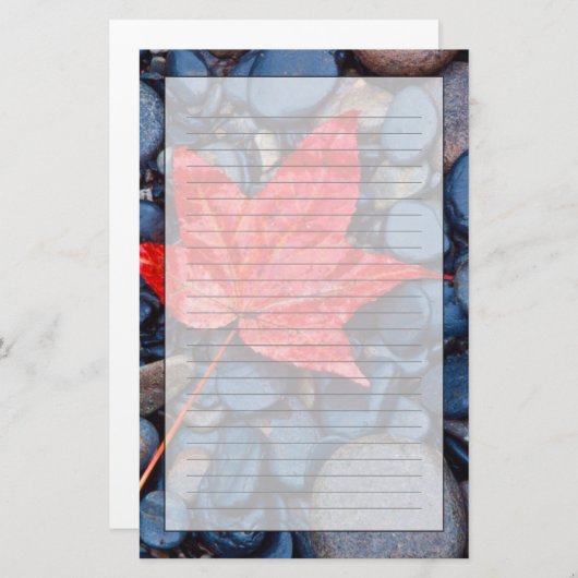 明るい赤の秋リーフ 便箋 (正面/裏面)