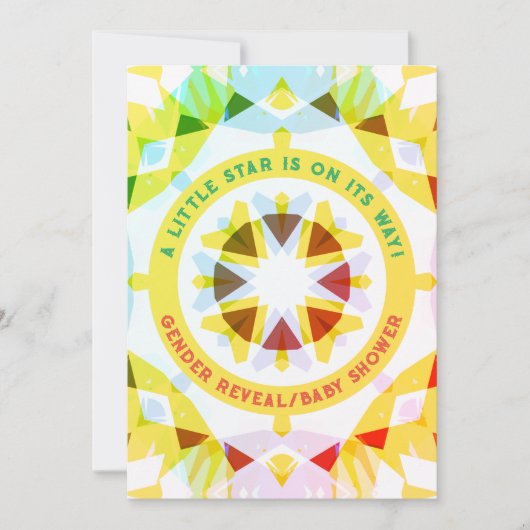 明るい赤の緑の星のジェンダーが赤ちゃんのシャワーを明らかにする 招待状 (正面)