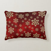 明るい赤の金ゴールド雪 アクセントクッション (正面)