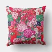 明るい赤の陳腐なパッチワークフローラ クッション (裏面)