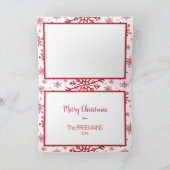 明るい赤の雪片3フォトコラージュ個人用設定 シーズンカード (内部)