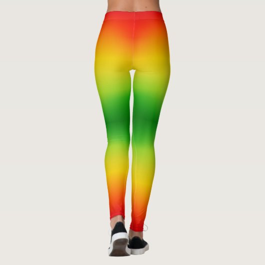 明るい赤の黄色の緑のトロピカルカラーズあなたの名前 レギンス (裏面)