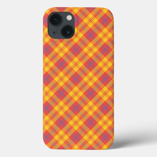明るい赤の黄色の青い格子模様のケース – メイトiPadケース Case-Mate iPhoneケース (裏面)