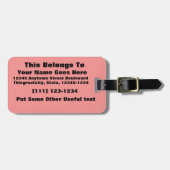 明るい赤のDIYカスタム背景テンプレート ラゲッジタグ (正面横)