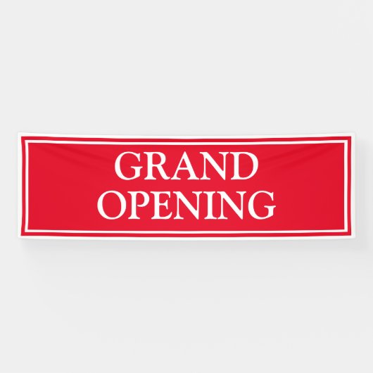 明るい赤はっきりした白フレームのビジネスグランドオープン 横断幕 (横)