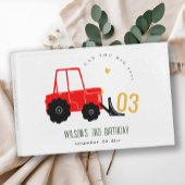 明るい赤イエローディガーキッズ任意の年齢誕生日 ゲストブック