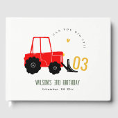 明るい赤イエローディガーキッズ任意の年齢誕生日 ゲストブック (正面)