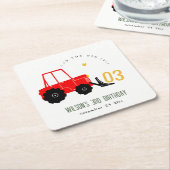 明るい赤イエローディガーキッズ任意の年齢誕生日 スクエアペーパーコースター (アングル)