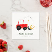 明るい赤イエローディガーキッズ任意の年齢誕生日 スタンダードカクテルナプキン (インサイチュ)