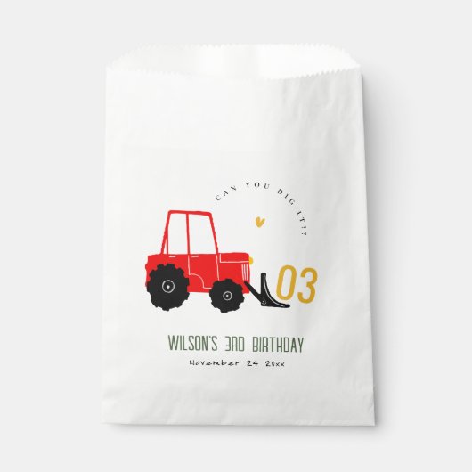 明るい赤イエローディガーキッズ任意の年齢誕生日 フェイバーバッグ (正面)