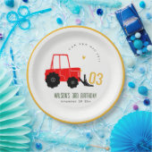 明るい赤イエローディガーキッズ任意の年齢誕生日 ペーパープレート (パーティー)