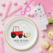 明るい赤イエローディガーキッズ任意の年齢誕生日 ペーパープレート (パーティー)